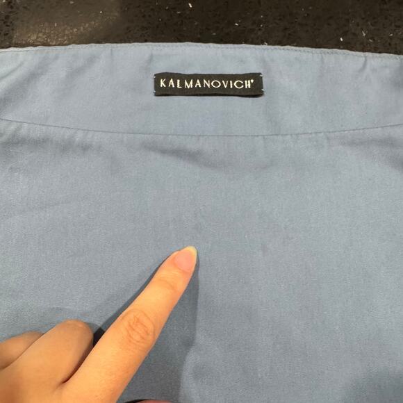 Kalmanovich Off The Shoulder Bubble Hem Crop Top Size 6 Blue - Picture 4 of 7